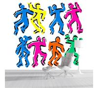 ZISTRCBAO Papel Pintado Panorámico Figuras Abstractas Bailando, Fotomural Moderna 3D 300x210cm Papel Pintado Decoración Hogar Estilo Pop Art Para Salón Dormitorio, Multicolor