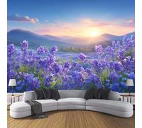 ZISTRCBAO Papel Pintado Pared Panorámico Campos De Lavanda De Provenza 150x105cm, Papel Tapiz Fotográfico Seda Paisaje Rural Para Salón Dormitorio Oficina Pared De Fondo De TV, Púrpura