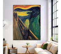 ZISTRCBAO Pintura Al Óleo Del Grito Lienzo Arte Pared, Cuadros En Lienzo De Pintura Al Abstracto Moderno, Arte De Pared Verde, Lienzos Decoración Para Salón Despacho Dormitorio Sin Marco, 60×90 cm