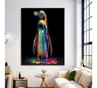 ZISTRCBAO Pinturas De Lienzo Pingüino De Acuarela En La Pared, Animal Lindo Carteles E Impresiones Artísticos, Multicolor Cuadros De Pared De Arte Para Salón Despacho Entrada Cafetería, 70×100 cm