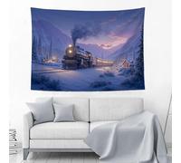 ZISTRCBAO Tapiz De Montañas Cubiertas De Nieve Tren, Paisaje Montañoso Invernal Para Colgar En La Pared De Dormitorio, Sala De Estar, Habitación O Decoración Del Hogar 100x75cm