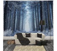 ZISTRCBAO Tapiz De Pared Copos De Nieve Senderos Bosques Paisaje Nevado Sanador Para Colgar En La Pared, Decoración Azul Para Sala De Estar, Dormitorio, Tapices Estéticos 200x150cm