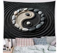 ZISTRCBAO Tapiz De Pared De Piedras Blancas Y Negras Símbolo Del Tai Chi, Estilo Zen Minimalista Decoración De Pared, Estético Para Habitaciones, Dormitorios, Dormitorios, 200x150cm