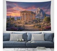 ZISTRCBAO Tela De Pared Ruinas De Un Templo Griego Puesta De Sol, Tapiz De Pared Arquitectura Histórica Clásica Estético Decoración Del Hogar Para Sala De Estardormitorio, Habitación, 150x130cm