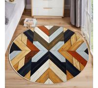 ZISTRCBAO Veta De Madera De Flecha Alfombra Redonda para Dormitorio, Redondo Alfombras Estilo Pastoral Retro, Marrón Antideslizante Alfombra para Patio O Habitación Familiar Sala De Estar 80cm