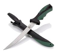 Zite Cuchillo para filetear Fishing con Hoja Afilada de 20 cm de Largo - Incluye Funda de plástico afilador de Cuchillos - Mango de Goma Antideslizante