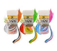 Zite Fishing Curly Viper - Cebo de goma para trucha (24 unidades, 6,5 cm, con forma de serpiente, giratorio y serpenteante, sin ftalatos y hechos a mano, 3 ajo Turbo Rainbow Universo)