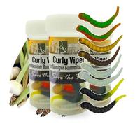 Zite Fishing Curly Viper - Cebo de goma para trucha (24 unidades, 6,5 cm, con forma de serpiente, giratorio y serpenteante, sin ftalatos y hechos a mano, 3 ajo multicolor)
