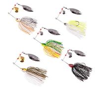 Zite Fishing InZite Rotator Spinnerbait Set | 5 unidades de señuelos de pesca para pesca de lucioperca, perca, lucio 10 g, 16 g, 21 g | cebo para peces depredadores doble hoja y flecos | anzuelo