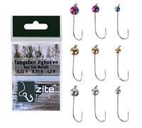 Zite Fishing Tungsten Jigkopf Set Metálico 9 cuentas de tungsteno 0,3 g-1,2 g ganchos de trucha montados - Ganchos prepegados trucha UL pesca