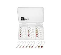 Zite Fishing Micro Tungsten Jigheads con anzuelos para trucha - Perlas de tungsteno ultraligeras 0,3 - 1,2 g montadas 27 unidades - Neón o Metálico - Anzuelos de pesca de tungsteno en tamaño 6