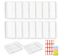 Zithgen 16 PCS Caja Almacenaje Plastico Transparente, Caja de Naipes con Tapa Cajas de Cartas de Juego Estuche de Naipes con Etiquetas Adhesivas para Cuentas, Joyas, Artículos Manualidades