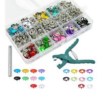 Zithgen 200 Sets Botones de Presion Metalicos, Botones a Presión con Alicates Kit de Botones de Presión de Metal de 9,5 mm Corchetes de Presion Metalicos para Costura Ropa Bolso Chaqueta Vaquero