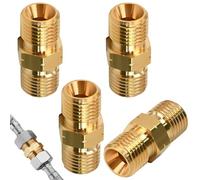 Zithgen 4 PCS Conector de Manguera de Gas con Doble Boquilla, 1/4" AG Racores de Doble Boquilla de Latón Conector de Manguera de Gas Latón Tubería Conexión para Propano, Fontanería, Aire Acondicionado