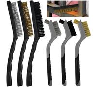 Zithgen 6 PCS Cepillo de Alambre de Latón, Mini Cepillos de Acero Inoxidable Agarre Suave Cepillos de Alambre Cepillos Metálicos Pequeños Juego de Cepillo de Limpieza para Eliminar Residuos y Óxido