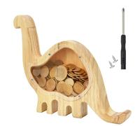 Zithgen Hucha de Madera con Grano de Madera Transparente, Huchas Originales para Infantil Adultos Hucha de Madera Personalizada Hucha Ahorro Cerdito para Adultos y Niños (20 * 16 * 3cm)