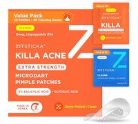 ZitSticka Paquete de 20 parches extra fuertes para el acné para la cara, parche de botón más potente del mundo con microdarts de acción rápida, comienza a funcionar en 2 horas para áreas