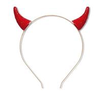 ZITULRY Diadema de cuernos de diablo de Halloween para mujer, con purpurina 3D, ropa de pelo de Halloween, joyería para decoración de cosplay (rojo)