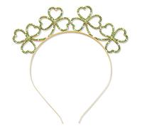 ZITULRY Diadema para el día de San Patricio con diamantes de imitación y trébol de la suerte "Happy St. PATRICKS", diadema de cristal verde irlandés