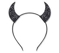 ZITULRY Diademas de Halloween para mujer, con cuernos de diablo, diadema de cristal con orejas de gato, diadema para niñas (cuernos de diablo, lentejuelas negras)
