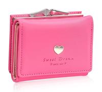 ZITUZY Carteras Pequeña, Cartera con Ranuras, Mini Cuero Monedero para Mujer, para Banca, Documento de Identidad, Tarjeta Bancaria, Moneda (Rose Red)