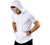 ZITY T-Shirt Sportiva Uomo con Cappuccio Maniche Corte Traspirante Palestra Corsa Estate M-3XL