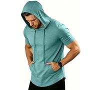 ZITY T-Shirt Sportiva Uomo con Cappuccio Maniche Corte Traspirante Palestra Corsa Estate M-3XL