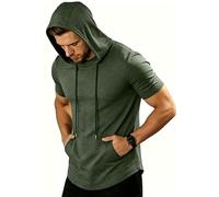 ZITY T-Shirt Sportiva Uomo con Cappuccio Maniche Corte Traspirante Palestra Corsa Estate M-3XL