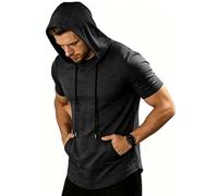 ZITY T-Shirt Sportiva Uomo con Cappuccio Maniche Corte Traspirante Palestra Corsa Estate M-3XL