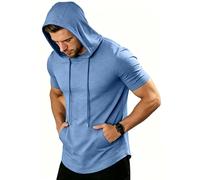 ZITY T-Shirt Sportiva Uomo con Cappuccio Maniche Corte Traspirante Palestra Corsa Estate M-3XL