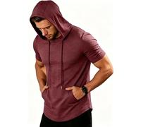 ZITY T-Shirt Sportiva Uomo con Cappuccio Maniche Corte Traspirante Palestra Corsa Estate M-3XL