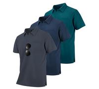 zitysport 3 Pack Polos Hombre Polo Golf Manga Corta Secado Rápido Transpirable Hombre Regular Fit Camisas Polos Trabajo Hombre Verano Deporte Camiseta Hombre(Gris Azul Marino Turquesa XL)