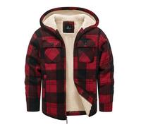 zitysport Chaqueta Niños Camisa Invierno Gruesa Sudadera con Capucha A Cuadros Niño Cremallera Cálida De Franela Chicos Sudadera Aire Libre Forrado Invierno Para Bolsillo(Rojo L)