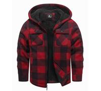 zitysport Chaqueta Niños Camisa Invierno Gruesa Sudadera con Capucha A Cuadros Niño Cremallera Cálida De Franela Chicos Sudadera Aire Libre Forrado Invierno Para Bolsillo(Rojo M)