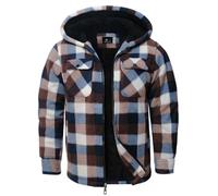 zitysport Chaqueta Niños Camisa Invierno Gruesa Sudadera con Capucha A Cuadros Niño Cremallera Cálida De Franela Chicos Sudadera Aire Libre Forrado Invierno Para Bolsillo(Café L)