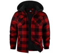 zitysport Chaqueta Niños Camisa Invierno Gruesa Sudadera con Capucha A Cuadros Niño Cremallera Cálida De Franela Chicos Sudadera Aire Libre Forrado Invierno Para Bolsillo(Rojo Negro XL)