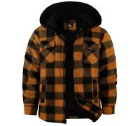 zitysport Chaqueta Niños Camisa Invierno Gruesa Sudadera con Capucha A Cuadros Niño Cremallera Cálida De Franela Chicos Sudadera Aire Libre Forrado Invierno Para Bolsillo(Naranja Negro Gris M)