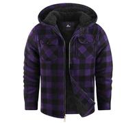 zitysport Chaqueta Niños Camisa Invierno Gruesa Sudadera con Capucha A Cuadros Niño Cremallera Cálida De Franela Chicos Sudadera Aire Libre Forrado Invierno Para Bolsillo(Púrpura M)