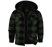 zitysport Chaqueta Niños Camisa Invierno Gruesa Sudadera con Capucha A Cuadros Niño Cremallera Cálida De Franela Chicos Sudadera Aire Libre Forrado Invierno Para Bolsillo(Verde Oscuro S)