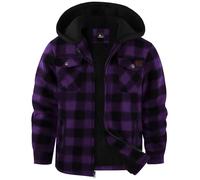 zitysport Chaqueta Niños Camisa Invierno Gruesa Sudadera con Capucha A Cuadros Niño Cremallera Cálida De Franela Chicos Sudadera Aire Libre Forrado Invierno Para Bolsillo(Púrpura M)