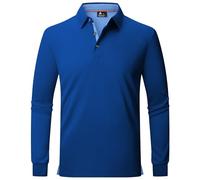 zitysport Polo Hombres Manga Larga Transpirable Secado Rápido Verano Botón Camisetas para Hombre Casual Sport Shirt Basic Regular Fit Golf Camisas(3XL Azul)