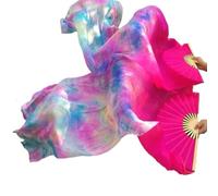 ZIUBMVDYC Abanico de Seda para Danza, Abanico de Seda Natural Pura for Danza del Vientre for Mujer, abanicos for, Disfraces y Accesorios, un par Coloridos for Bailar(Grey,M)