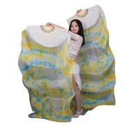 ZIUBMVDYC Abanico de Seda para Danza, Abanico de Seda Natural Pura for Danza del Vientre for Mujer, abanicos for, Disfraces y Accesorios, un par Coloridos for Bailar(Purple,L)