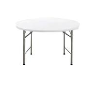 ZIUSFAC 122cm Mesa De Comedor Plegable Mesa De Jardín Redonda Portátil Mesa De Picnic De Plástico con Patas De Metal, para Dormitorio Cocina Catering Exterior(White,120cm/47.2in)