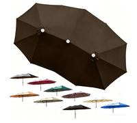 ZIUSFAC 460x270cm Tela De Recambio para Sombrilla Doble 12 Varillas Cubierta De Repuesto para Sombrilla De Patio Grande Toldo De Recambio De Sombrilla Exteriores(Brown)