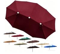 ZIUSFAC 460x270cm Tela De Recambio para Sombrilla Doble 12 Varillas Cubierta De Repuesto para Sombrilla De Patio Grande Toldo De Recambio De Sombrilla Exteriores(Burgundy)