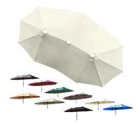 ZIUSFAC 460x270cm Tela De Recambio para Sombrilla Doble 12 Varillas Cubierta De Repuesto para Sombrilla De Patio Grande Toldo De Recambio De Sombrilla Exteriores(Beige)