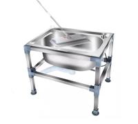 ZIUSFAC 48cm 60cm Fregadero De Fregona De Suelo Fregaderos De Cocina De Acero Inoxidable, Fregadero De Uso General Independiente, para Lavandería/Patio Trasero/Garaje(No Tap,48x35cm)