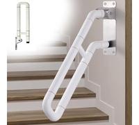 ZIUSFAC 60cm Agarraderas Baño Asa De Seguridad para Baño De Acero Inoxidable Pasamanos Escalera En Forma De U Antideslizante Pasamanos para 1-3 Escalones(White,65cm/25.6in)