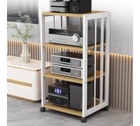 ZIUSFAC Blanco Rack De Audio Mueble HiFi Rodante Gabinete De Componentes De Audio Estante Esquinero 2/3/4/5 Nivele Estanteria Audio HiFi Estante De Audio con Estante Ajustable(White+Walnut,4 Tier)